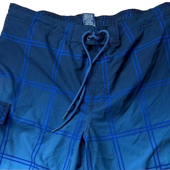 George Ombre Blue Box Pattern Swim Trunks - Picture 4 of 7